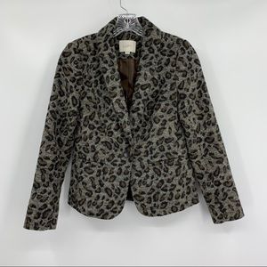 LOFT Women's Leopard Print Blazer Jacket - Brown/Gray